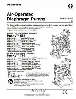 1/2 Graco Husky 515 / AT15/VA15 Air Diaphragm Pump AODD (Poly/PTFE) D5B911
