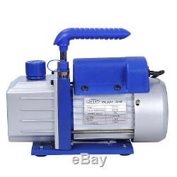 1/3HP Air Vacuum Pump 4 CFM HVAC & Manifold Gauge Set R134A Kit AC A/C Oil Sight
