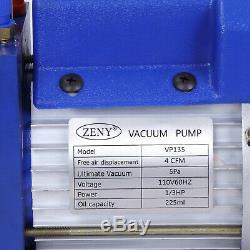 1/3HP Air Vacuum Pump HVAC Combo 4 CFM + R134A Kit AC A/C Manifold Gauge Set