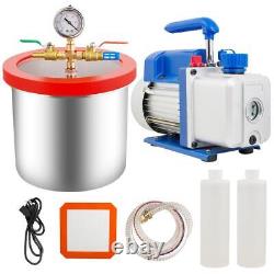 1/4 HP Single Stage Stainless Steel Air Vacuum Pump with 2 Gallon Vacuum Chamber