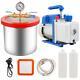1/4 Hp Single Stage Stainless Steel Air Vacuum Pump With 2 Gallon Vacuum Chamber