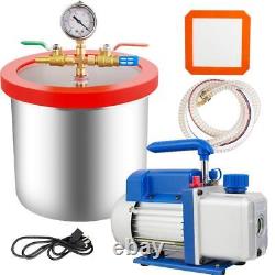 1/4 HP Single Stage Stainless Steel Air Vacuum Pump with 2 Gallon Vacuum Chamber