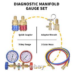 1/4HP 4CFM Air Vacuum Pump MANIFOLD GAUGE Set HVAC AC Refrigerant Kit