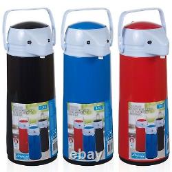 1.9L Pump Action Vacuum Insulated Thermos Flask Hot Cold Drinks Liquids Airpot