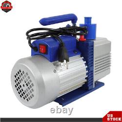 1 HP Single-Stage Rotary Vane HVAC Air Vacuum Pump With Oil Bottle 110V 9.6 CFM