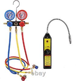 1-Stage Rotary Vane Air Vacuum Pump and Refrigerant Manifold Gauge Set, with Lea
