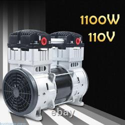 1100W 7CFM Compressor Head Small Air Mute Oilless Vacuum Pump Silent Air Pump US