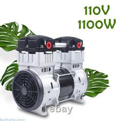 1100W 7CFM Compressor Head Small Air Mute Oilless Vacuum Pump Silent Air Pump US