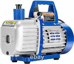 110V 1/2 HP 5 CFM Dual Stage Rotary Vane HVAC Air Vacuum Pump with Oil Bottle