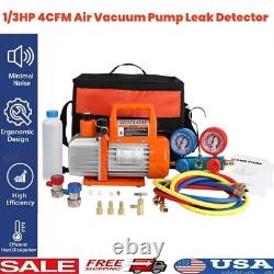 110V 1/3HP 4CFM Air Vacuum Pump R134a AC Leak Detector HVAC Car Air Conditioning