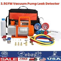 110V 1/4HP 3.5CFM Air Vacuum Pump R134a Leak Detector for HVAC Air Conditioning