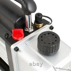 110V 1/4HP 3.5CFM Single Stage Air Vacuum Pump R134a AC Manifold Gauge Kit Tool