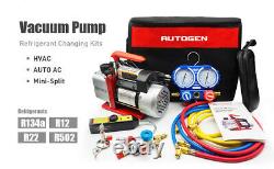 110V 4CFM 1/3HP Air Vacuum Pump HVAC R134a R12 R22 R502 A/C Manifold Gauge Set