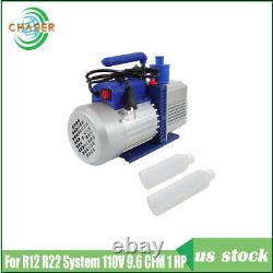 110V 9.6 CFM 1 HP Dual-Stage Rotary Vane HVAC Air Vacuum Pump