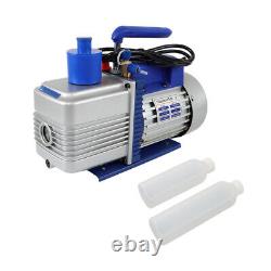 110V 9.6 CFM 1 HP HVAC Air Vacuum Pump Single Stage Rotary Vane With Oil Bottle