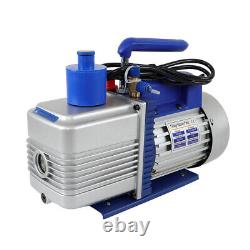 110V 9.6 CFM 1 HP HVAC Air Vacuum Pump Single Stage Rotary Vane With Oil Bottle