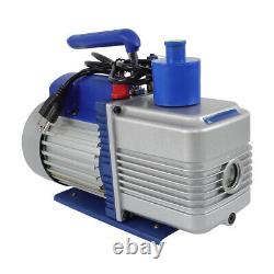 110V 9.6 CFM 1 HP HVAC Air Vacuum Pump Single Stage Rotary Vane With Oil Bottle