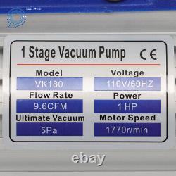 110V 9.6 CFM 1HP Air Vacuum Pump Single Stage Rotary Vane HVAC & Oil Bottles