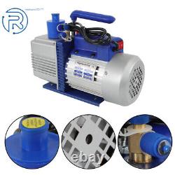 110V Dual-Stage Rotary Vane HVAC 9.6 CFM 1 HP Air Vacuum Pump with Oil Bottle