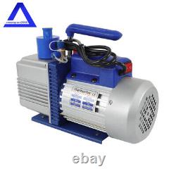 110V Dual-Stage Rotary Vane HVAC Air Vacuum Pump 9.6 CFM 1 HP with Oil Bottle