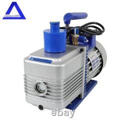 110V Dual-Stage Rotary Vane HVAC Air Vacuum Pump 9.6 CFM 1 HP with Oil Bottle