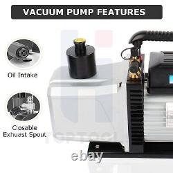 12CFM 1HP Vacuum Pump 1 Stage Rotary Vane HVAC Air Conditioning Refrigeration