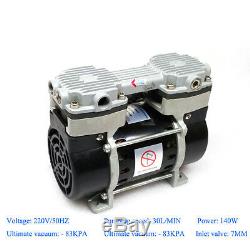 140W Oilless Vacuum Pump 220v with -83KPA Ultimate Pressure 30L/MIN Air Flow