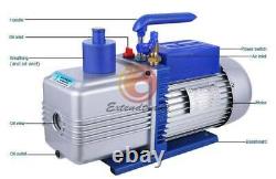 2-Stage 12CFM Rotary Vane Vacuum Pump for Refrigerator Air Conditioning 1HP 220V