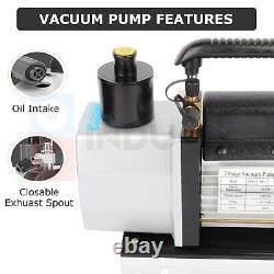 2 Stage Vacuum Pump 5CFM 1/2HP Rotary Vane HVAC Refrigeration Air Conditioning