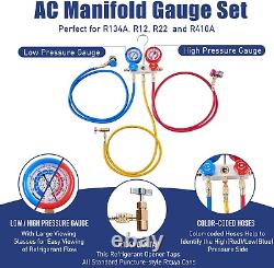 3.5CFM 1/4HP AC Vacuum Pump and Manifold Gauge Set for R134A R12 R22 HVAC Air Co