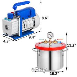 3.6CFM Vacuum Pump 1.5 Gallon Vacuum Chamber 85 L/min Air Conditioning HVAC Tool