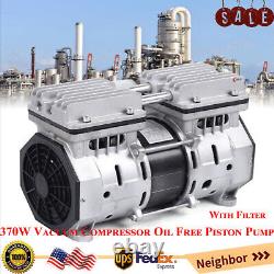 370 W Industry Air Compressor Vacuum Oilless Pump Oil Free Piston Pump With Filter