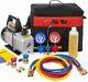 3cfm 1/4hp Air Vacuum Pump Hvac A/c Refrigeration Kit Ac Manifold Gauge Set