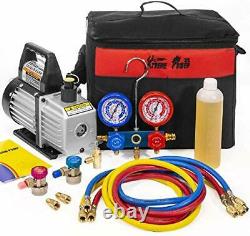 3CFM 1/4HP Air Vacuum Pump HVAC R134a R12 R22 R410a A/C Refrigeration Kit AC