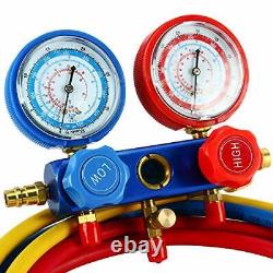 3CFM 1/4HP Rotary Vane Air Vacuum Pump HVAC A/C Refrigeration Kit AC Gauge Set