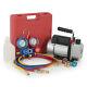 3cfm 1/4hp Air Vacuum Pump Hvac Refrigeration Ac Manifold Gauge Set R134a Kit