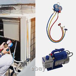 3CFM Air Vacuum Pump 1/4HP Manifold Gauge HVAC Refrigeration Repair Kit A/C AC