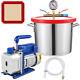 3cfm Air Vacuum Pump 2 Gallon Vacuum Chamber Stainless Steel Degassing Kit Set