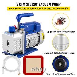 3CFM Air Vacuum Pump 2 Gallon Vacuum Chamber Stainless Steel Degassing Kit Set
