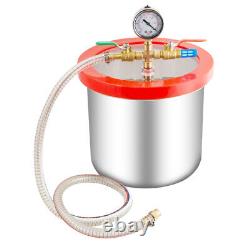 3CFM Single Stage Air Vacuum Pump+2Gallon Vacuum Chamber Stainless Steel Kit USA