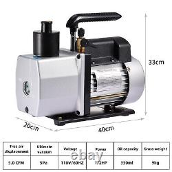 4-12CFM Air Vacuum Pump Set OR A/C Manifold Gauge For R134A R502 R22