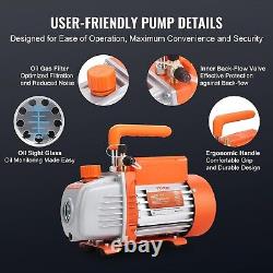 4 CFM Vacuum Pump and Gauge, 1-Stage Rotary Vane Air Vacuum Pump for HVAC/AUT