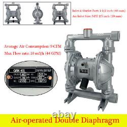 44GPM Air-Operated Double Diaphragm Pump 1-1/2Inlet&Outlet Industrial Fluids US