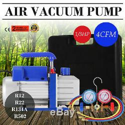 4CFM 1/3HP Air Vacuum Pump, HVAC R134a R12 R22 R502 A/C Refrigeration Kit