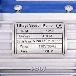 4CFM 1/3HP Vacuum Air Pump HVAC Refrigeration Kit AC Manifold Gauge R134 Set Oil