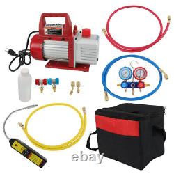 4CFM HVAC 1/3HP 110V 60Hz & A/C Refrigeration Kit Manifold Gauge Air Vacuum Pump