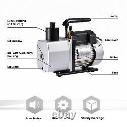 5 CFM Vacuum Pump Rotary Vane 2 Two-Stage 1/2HP HVAC AC Air 120V/60HZ-0.3 PA USA