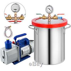 5 Gallon Vacuum Chamber 7CFM Vacuum Pump 2 Stage Air Conditioning Rotary 3/4HP
