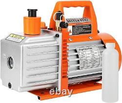 5CFM 1/2HP 2stage Rotary Vane Vacuum Pump Air Conditioner Refrigerant HVAC withOil