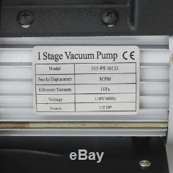 5CFM Vacuum Pump 1/2 HP Dual Gauge R134a A/C HVAC Air Condition Tester Manifold